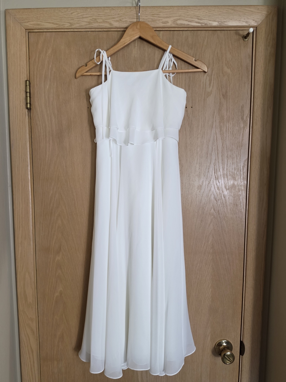 Jenny Yoo Collection Ivory Chiffon Midi Dress | Size 10 | Flower girl